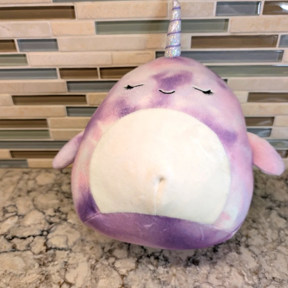 Squishmallow 10” Purple Narwhal Plush Stuffed Animal Kellytoy